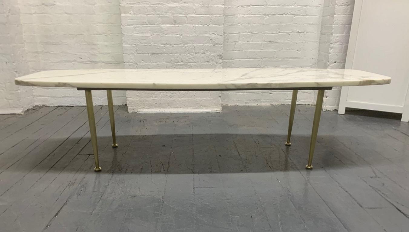 Italian Marble and Brass Coffee Table In Good Condition In New York, NY
