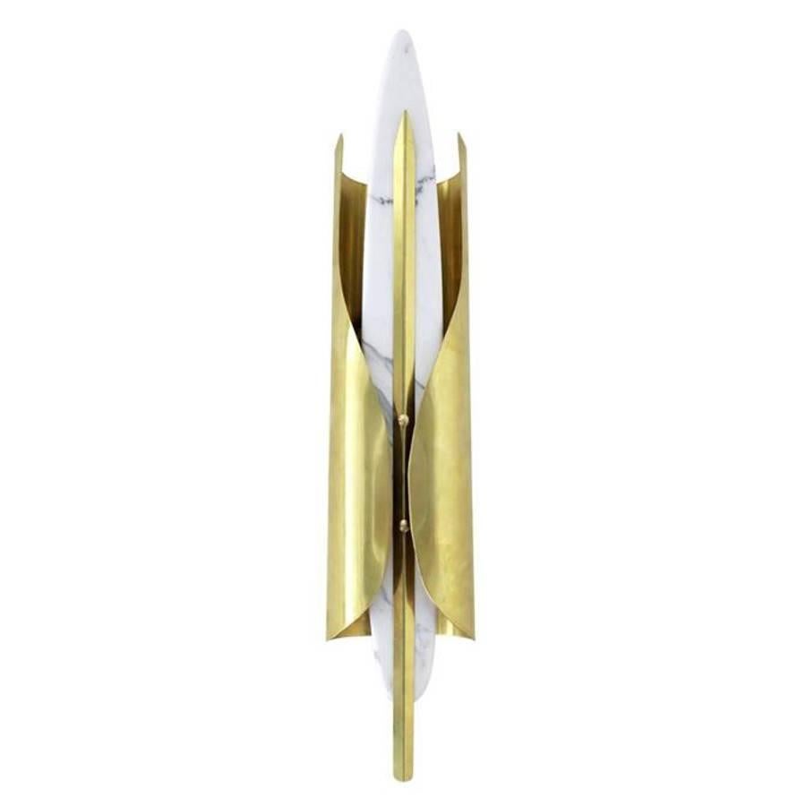 Vintage Italian wall lights with beautiful obelisk shaped marble on brass frame / Made in Italy in the 1960’s
2-light / E12 or E14 type / max 40W each
Measures: Height 31 inches, width 6 inches, depth 5 inches
7 in stock in Palm Springs currently