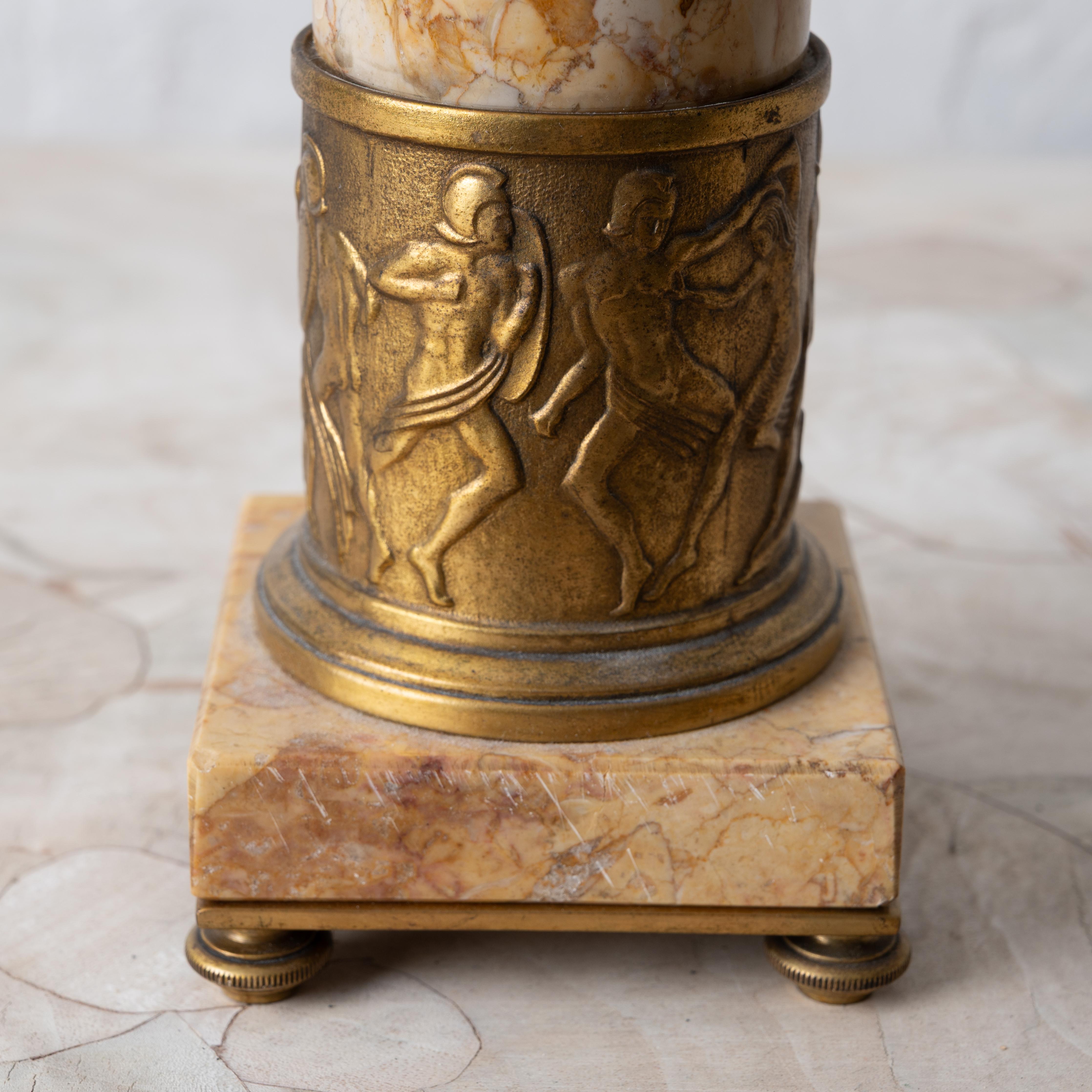 Neoklassische Lampe aus italienischem Marmor und Bronze, um 1920 im Angebot 1