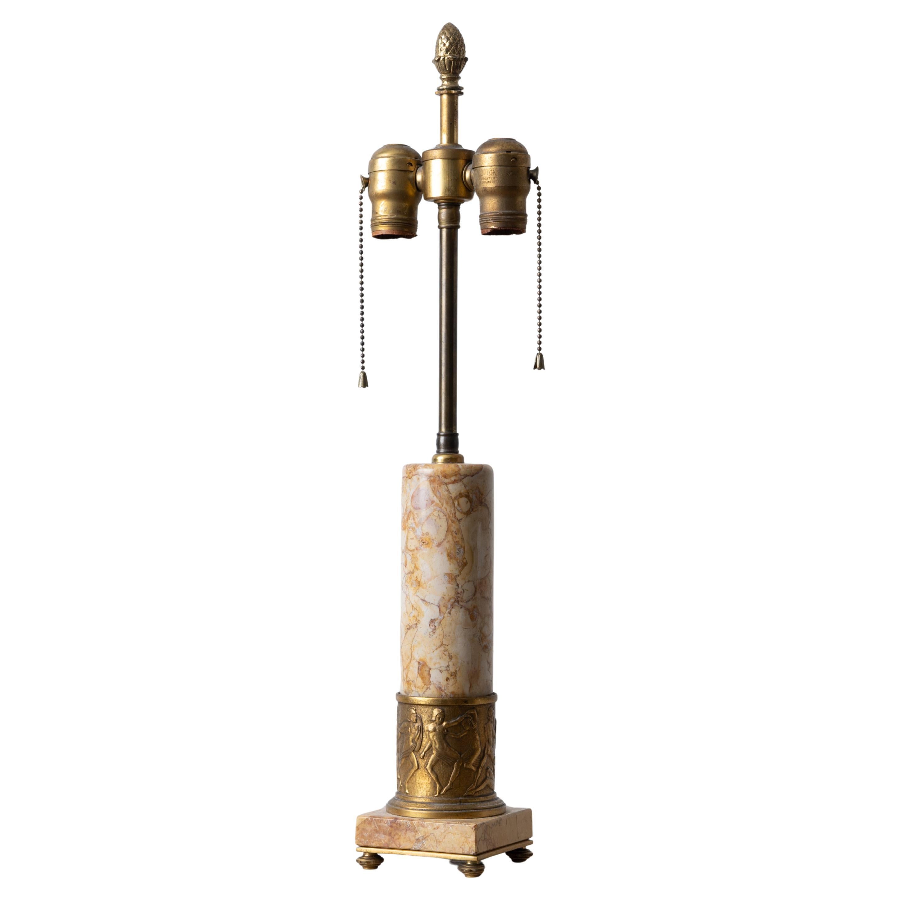 Neoklassische Lampe aus italienischem Marmor und Bronze, um 1920 im Angebot