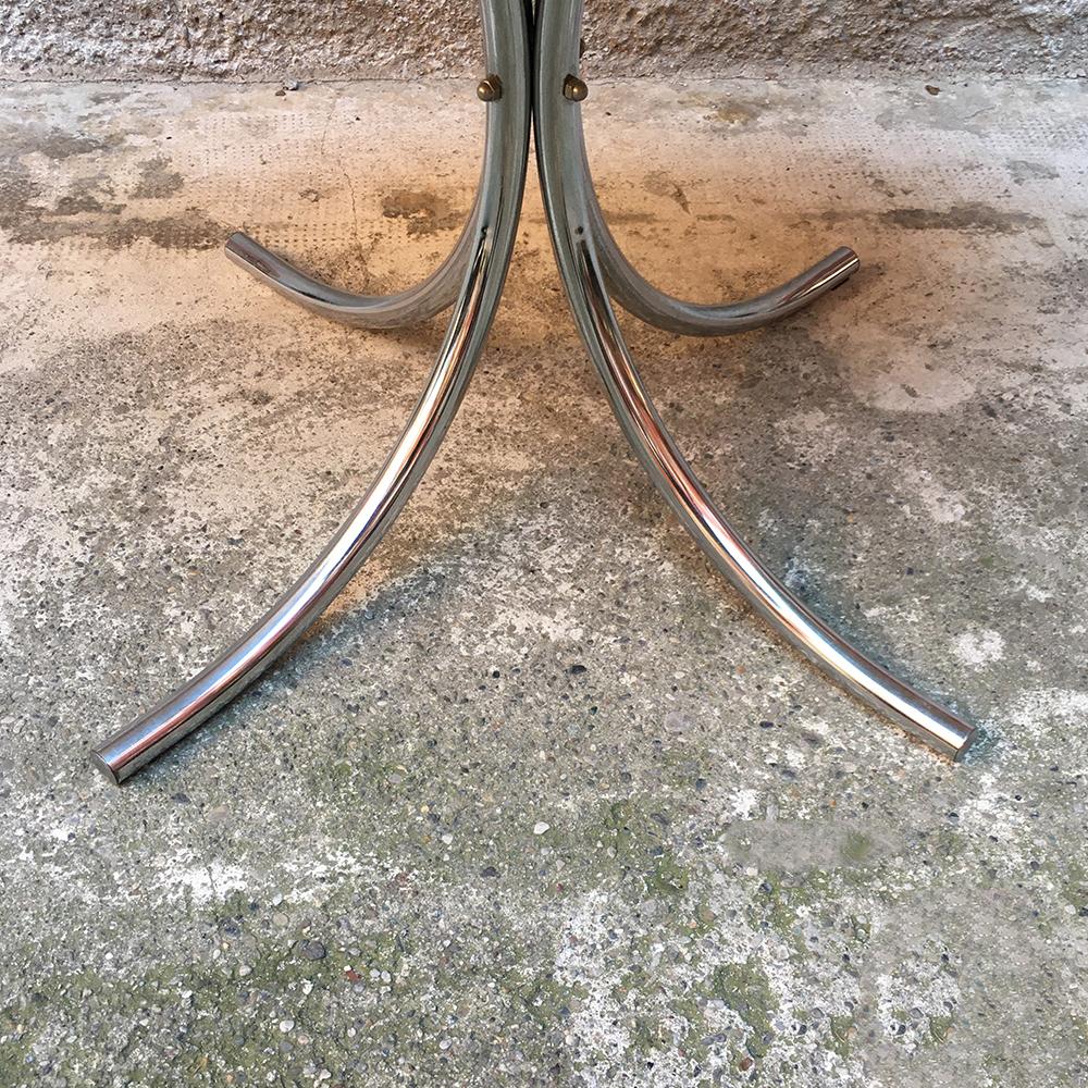 Italian Marble and Chromed Steel Dining Table, 1970s In Good Condition In MIlano, IT