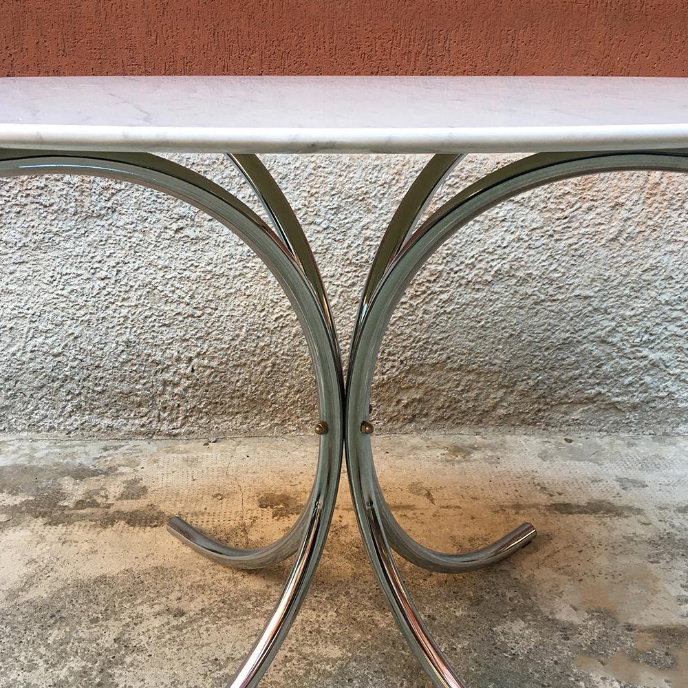 Late 20th Century Italian Marble and Chromed Steel Dining Table, 1970s