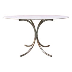 Italian Marble and Chromed Steel Dining Table, 1970s