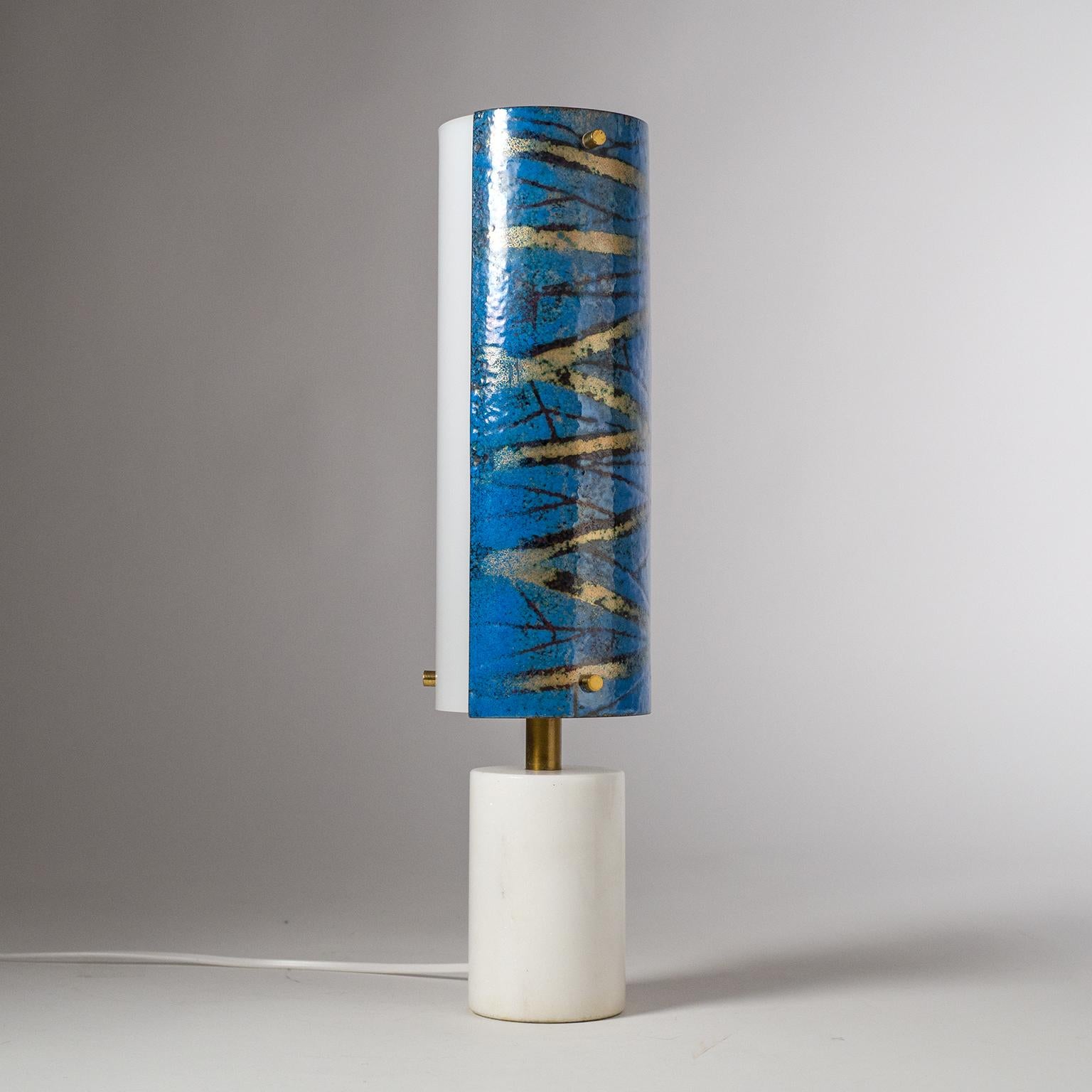 Rare Italian Table Lamp, 1950s, Marble and Enameled Copper  For Sale 6