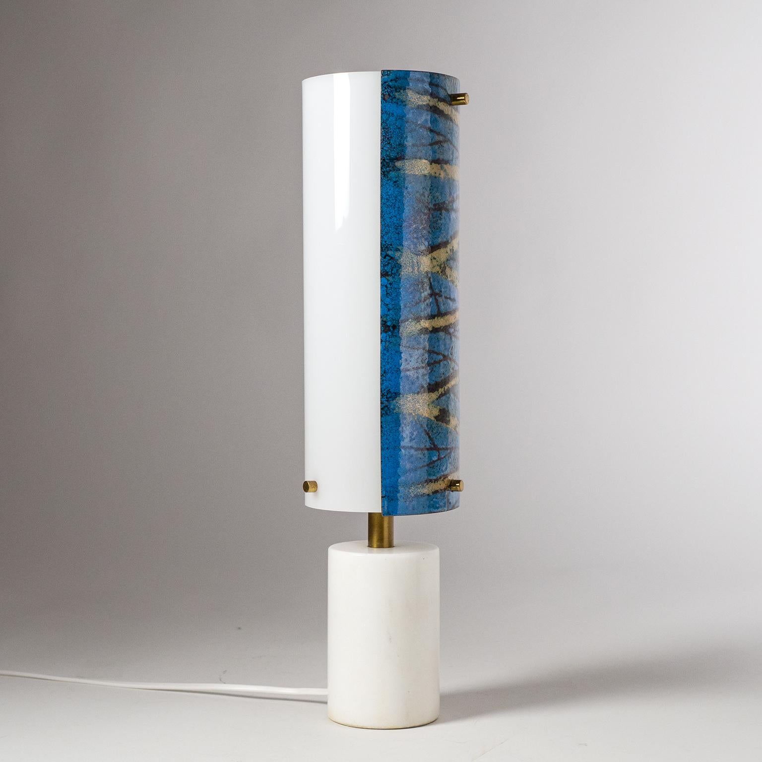Rare Italian Table Lamp, 1950s, Marble and Enameled Copper  For Sale 5