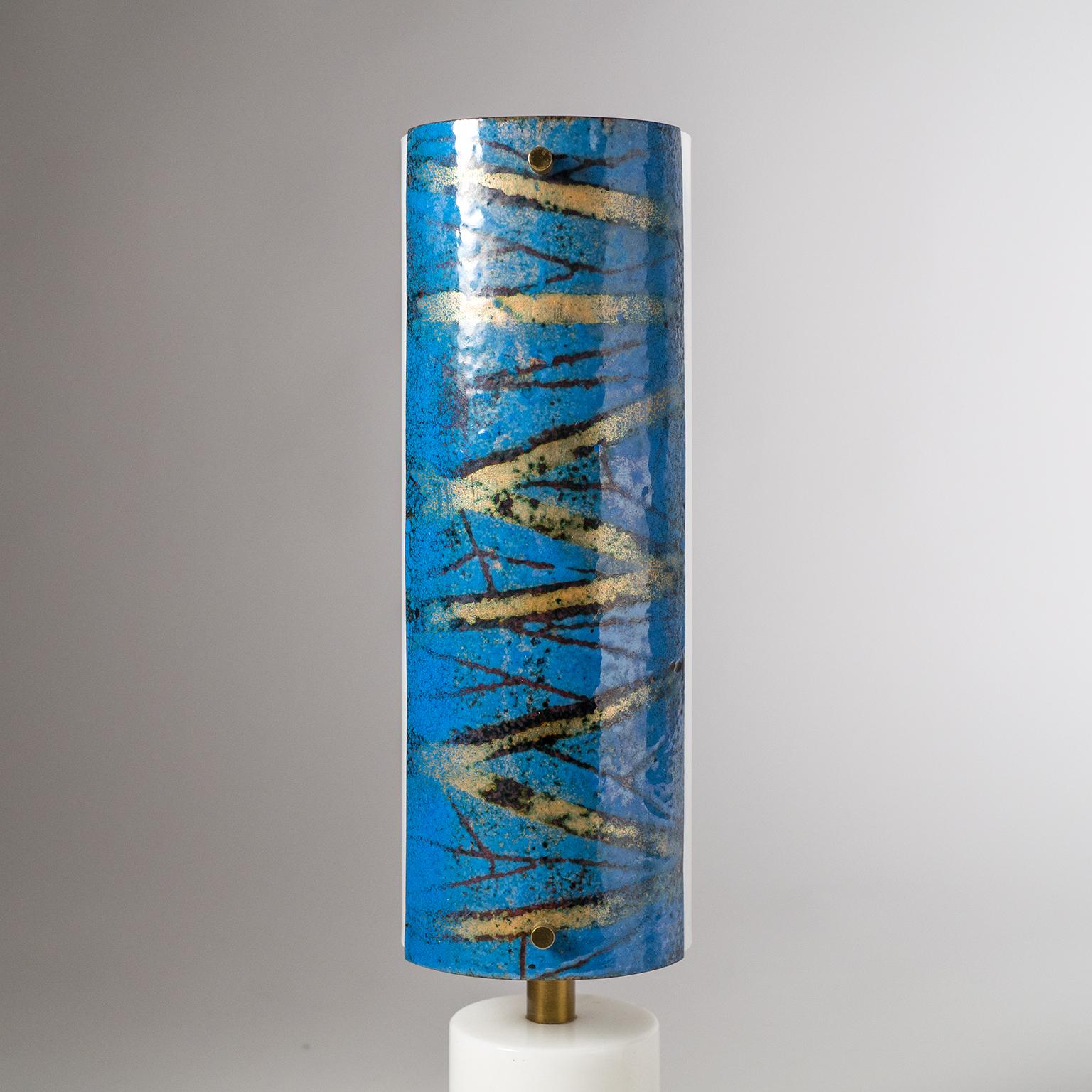 Rare Italian Table Lamp, 1950s, Marble and Enameled Copper  For Sale 1
