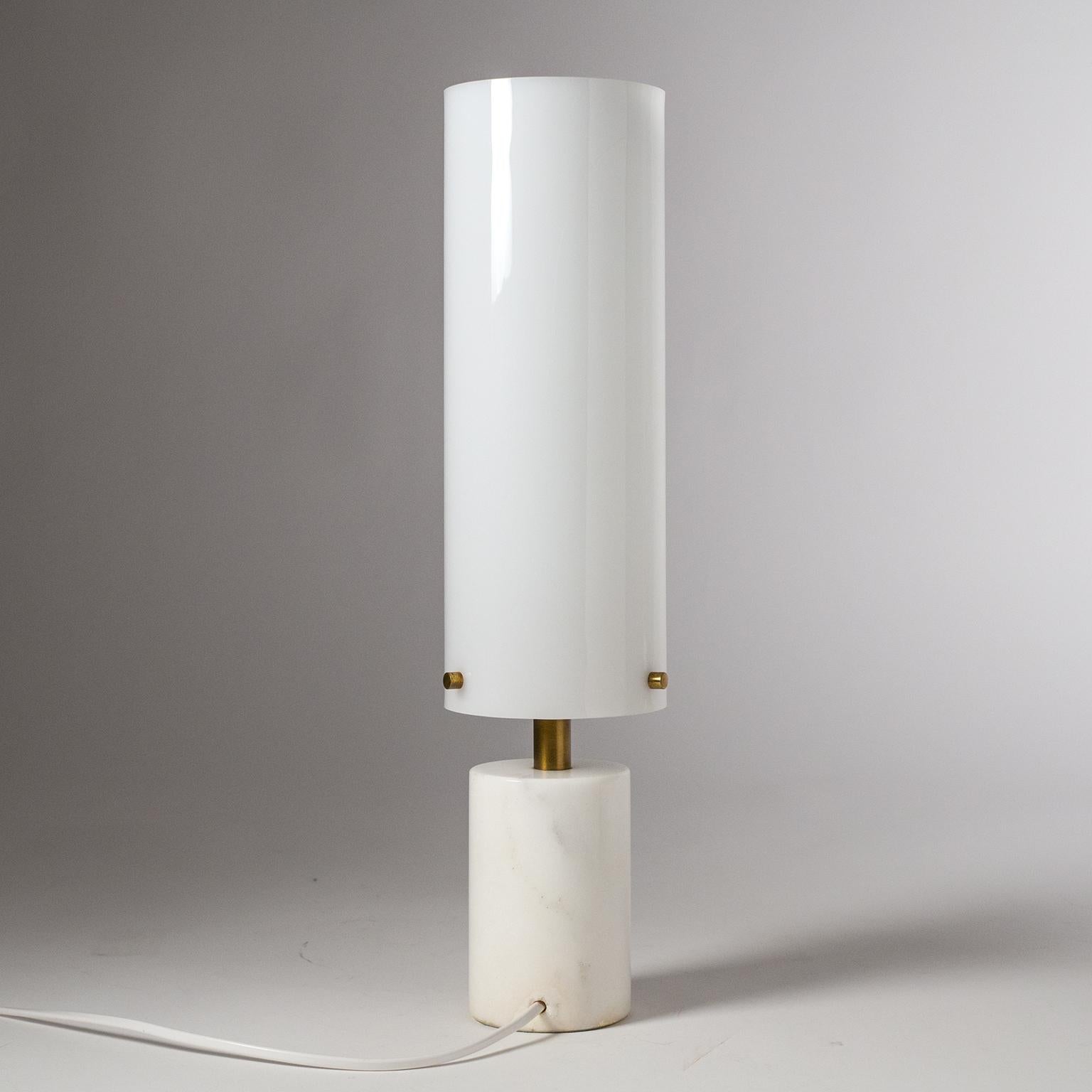 Rare Italian Table Lamp, 1950s, Marble and Enameled Copper  For Sale 3