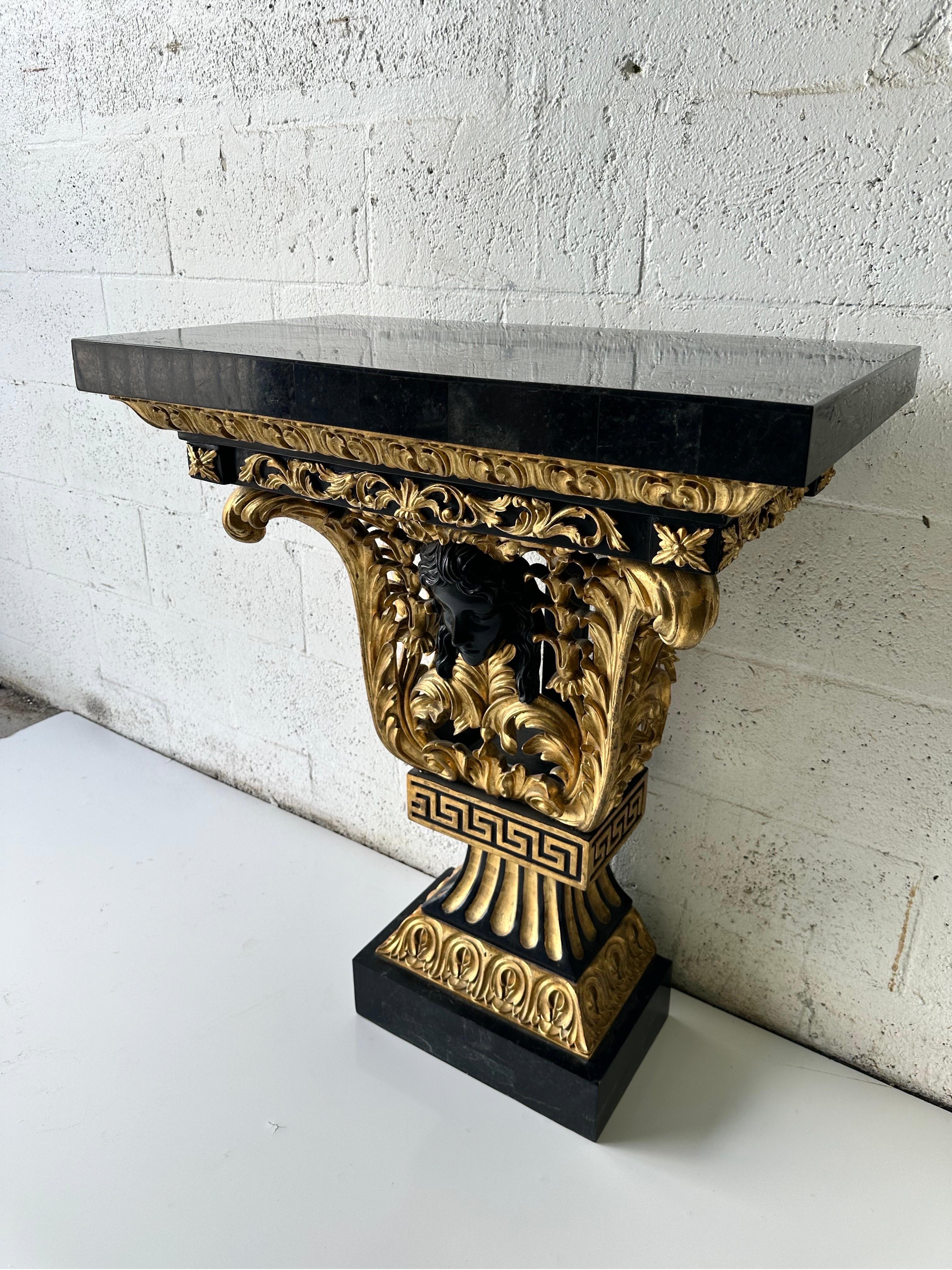 Baroque Italian marble and Gilded wood Console  For Sale