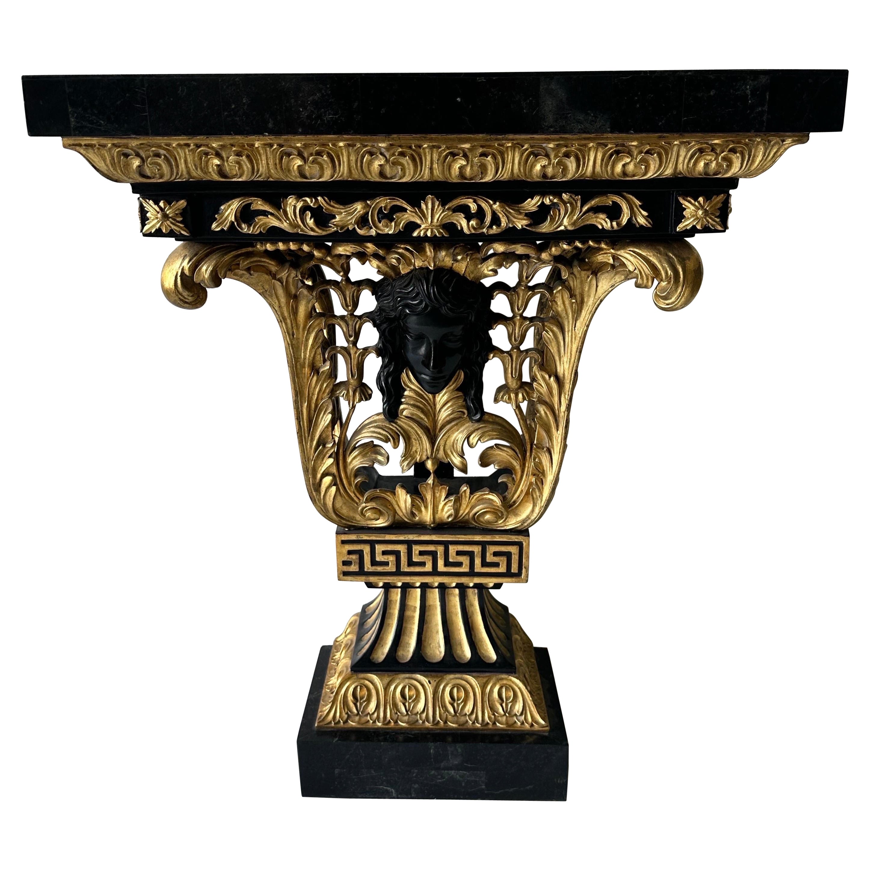 Console italienne en marbre et bois doré