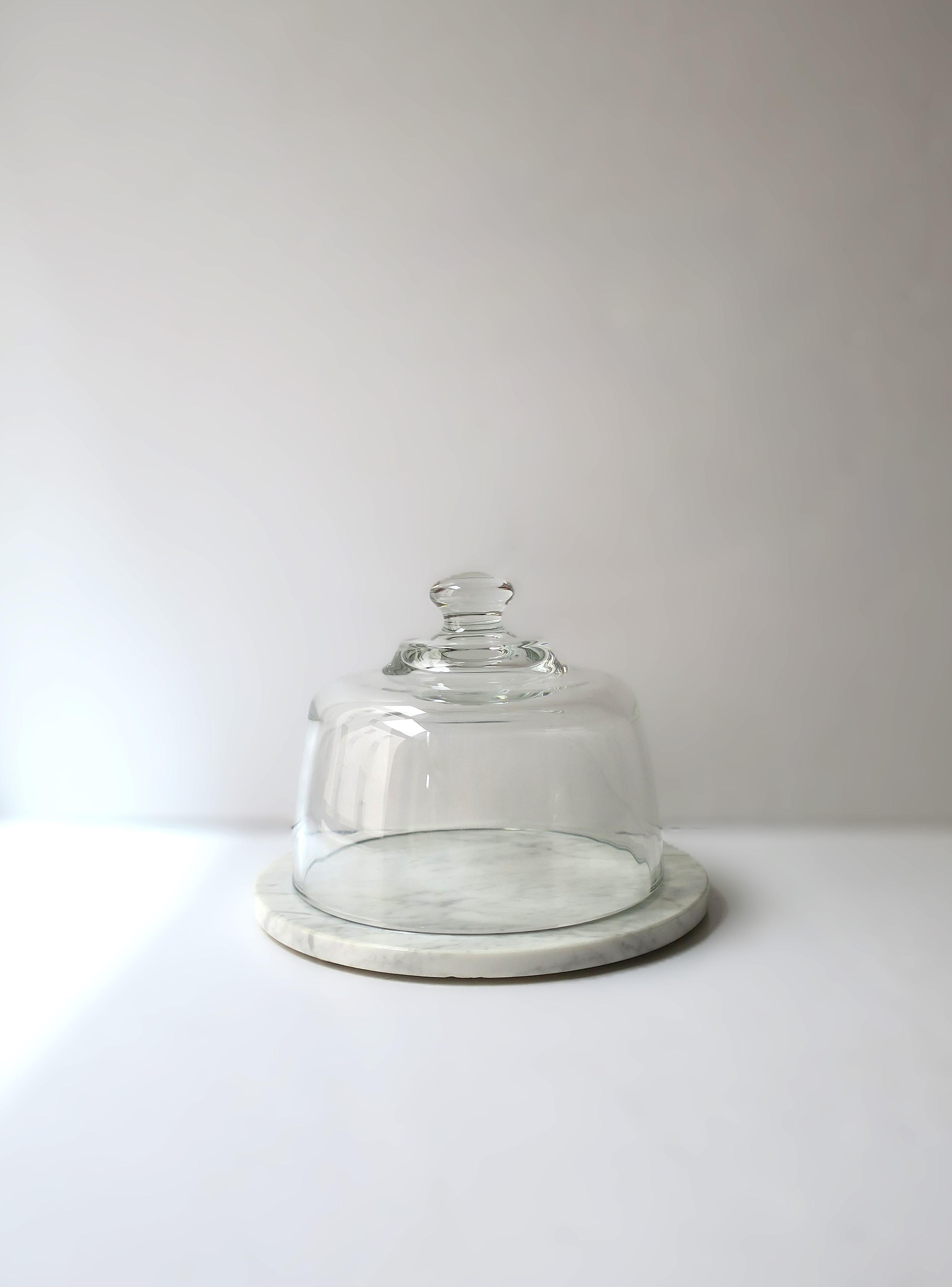 Italian Marble and Glass Cheese or Pastry Dome For Sale 1
