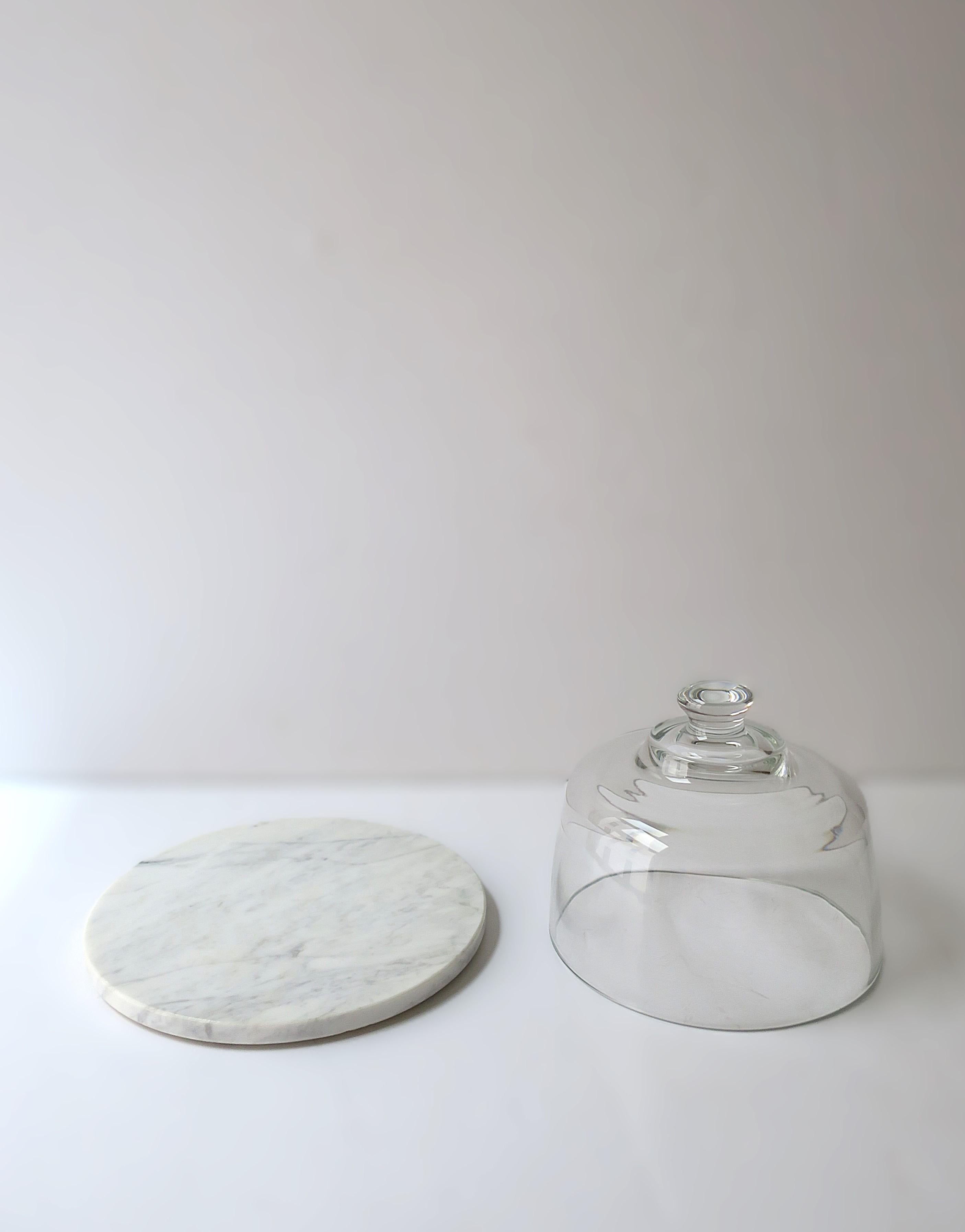 Italian Marble and Glass Cheese or Pastry Dome For Sale 2
