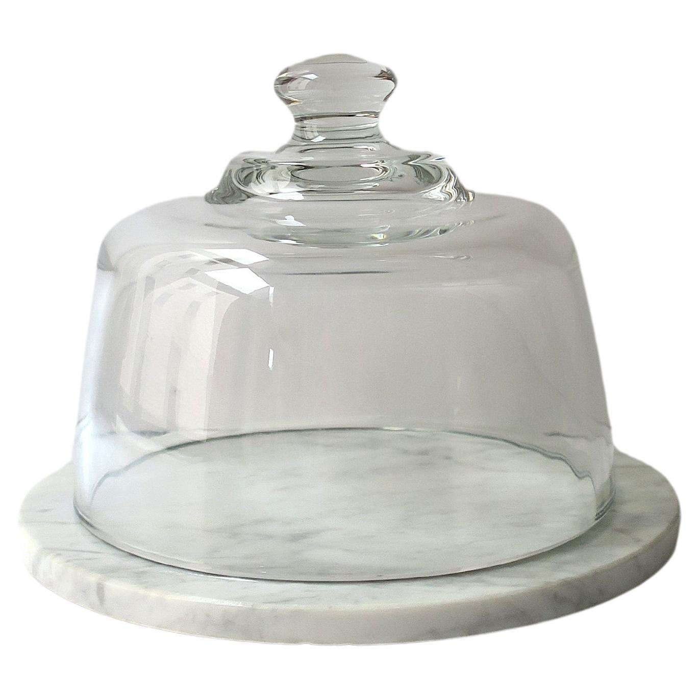 Italian Marble and Glass Cheese or Pastry Dome For Sale