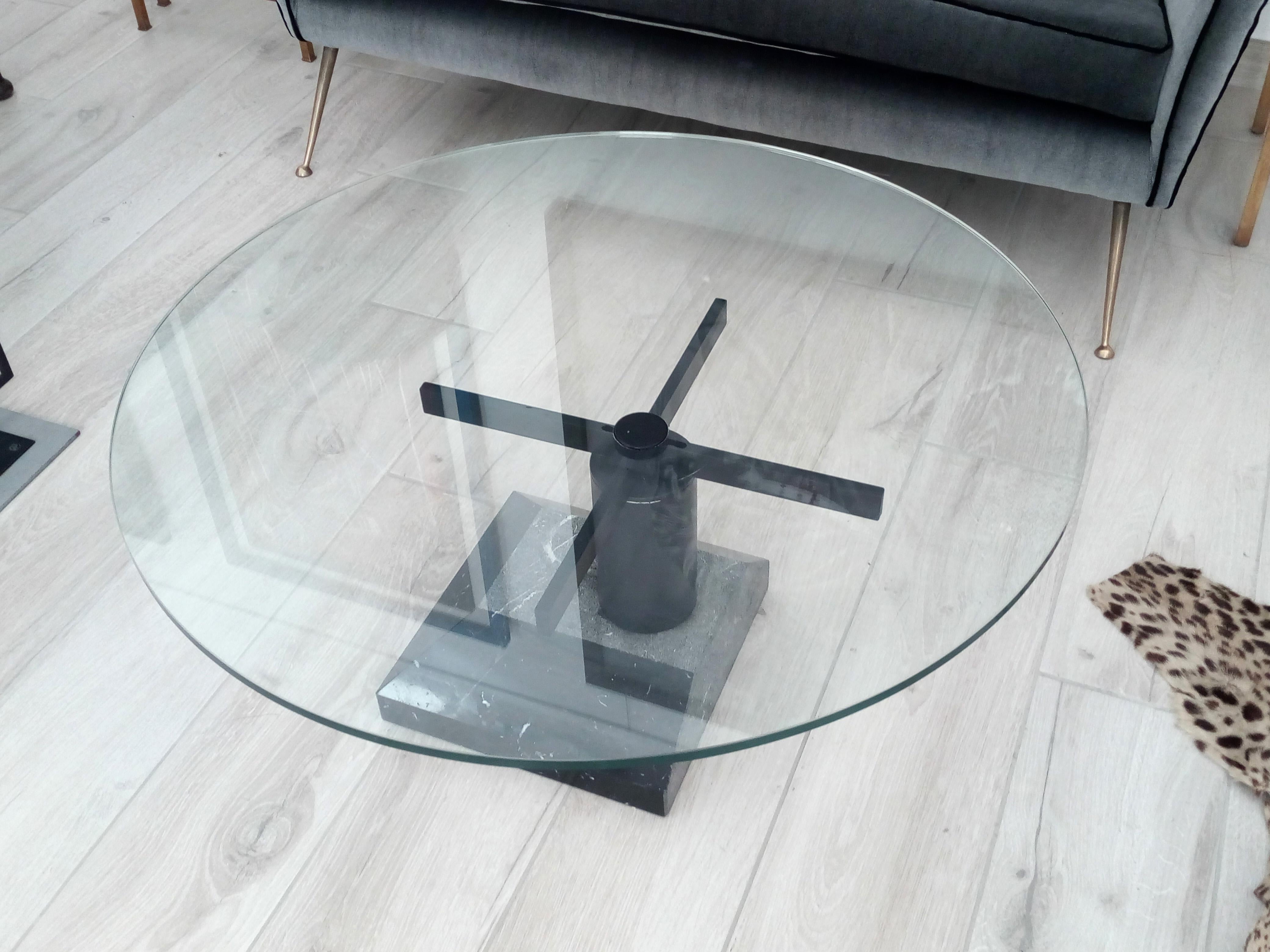 Mid-Century Modern Italian Marble and Glass Coffee Table, 1970s