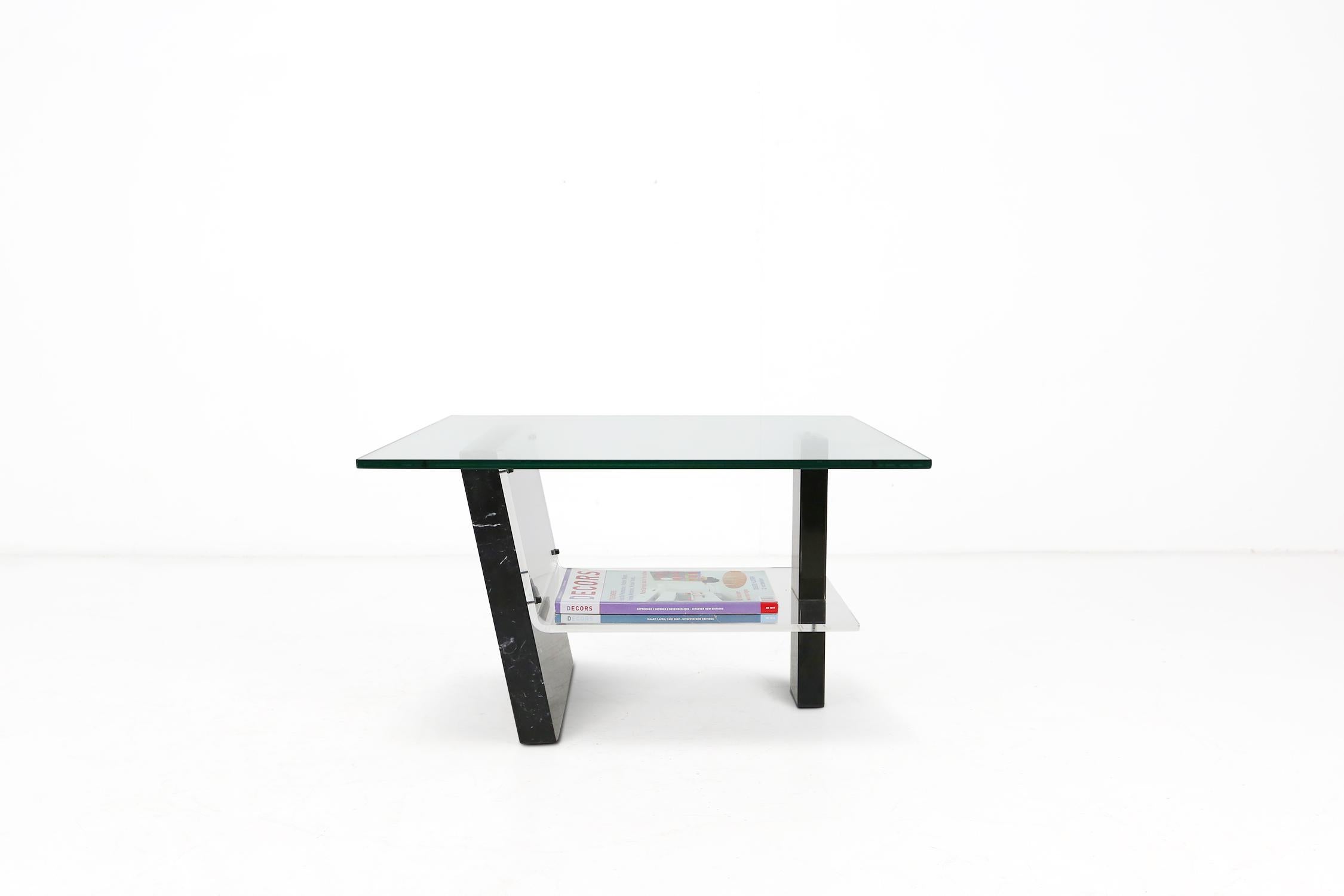 Mid-Century Modern Italian Marble and Glass Coffee Table, Ca.1970 For Sale