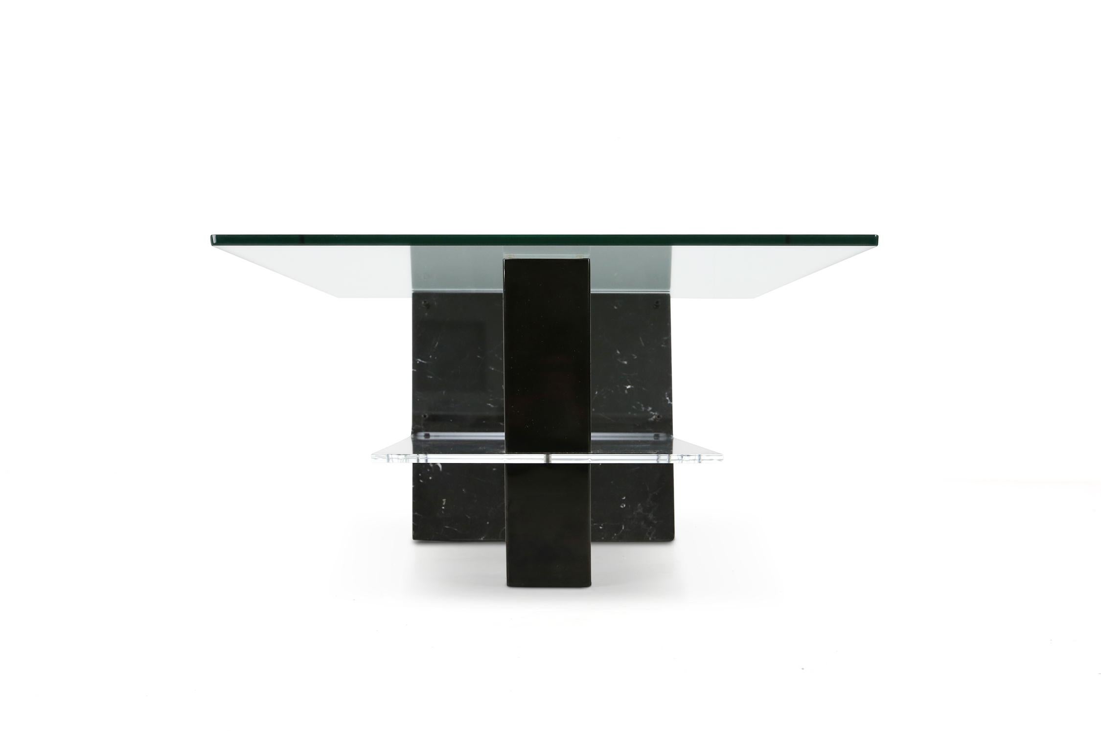 Italian Marble and Glass Coffee Table, Ca.1970 For Sale 2