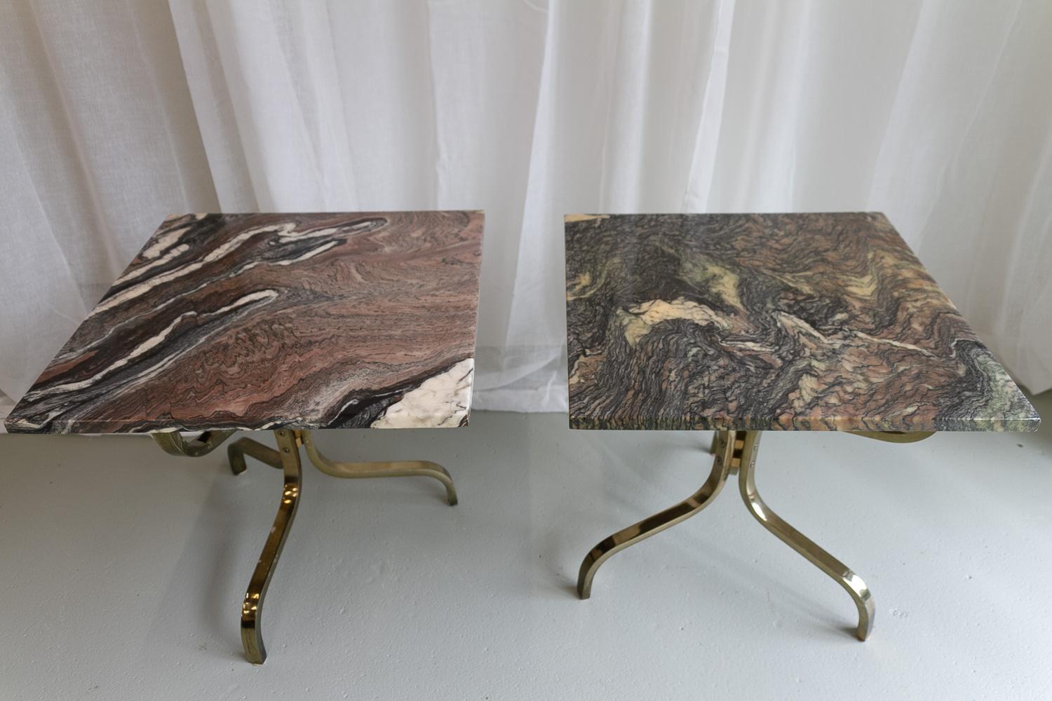 Italian Marble and Gold Side Tables, 1980s. Set of 2.   5