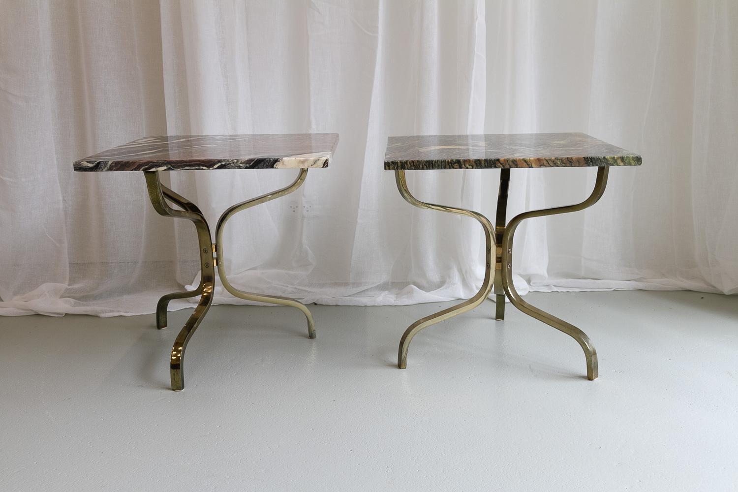 Italian Marble and Gold Side Tables, 1980s. Set of 2.   6