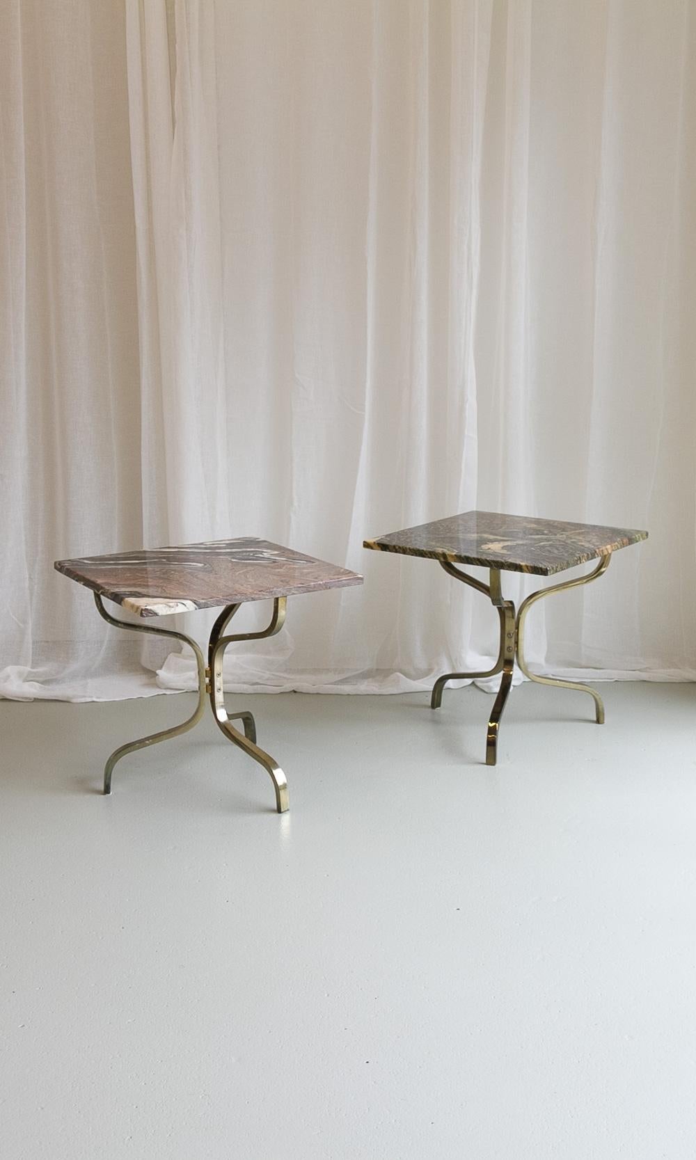 Italian Marble and Gold Side Tables, 1980s. Set of 2.   7