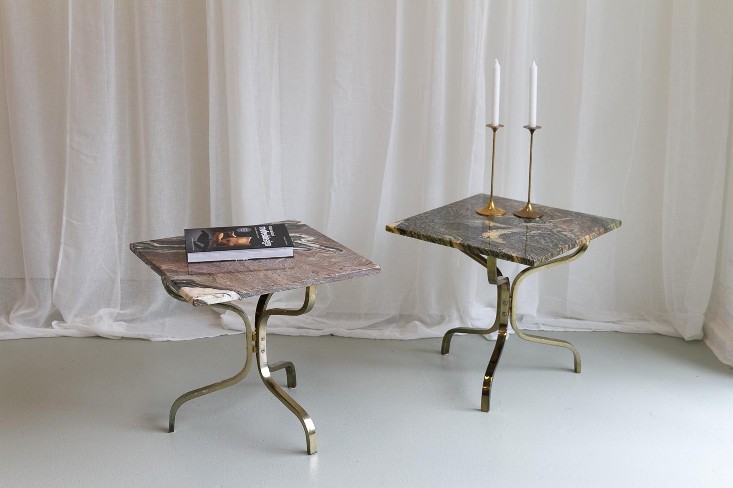 Italian Marble and Gold Side Tables, 1980s. Set of 2.   8