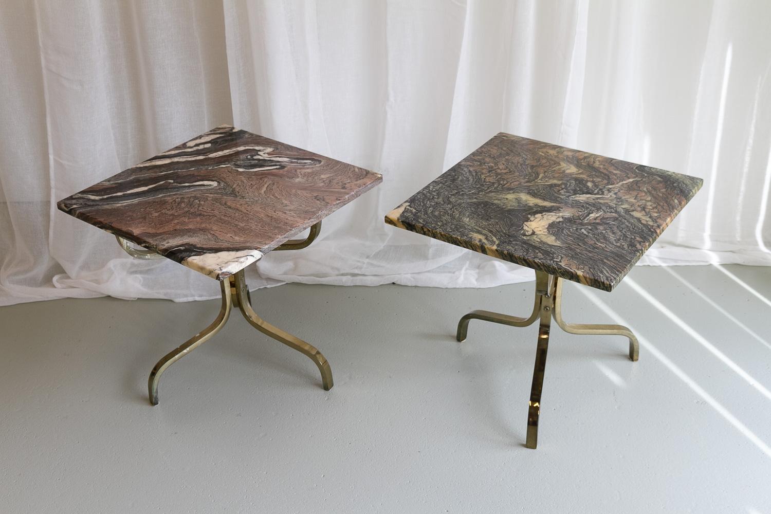 Italian Marble and Gold Side Tables, 1980s. Set of 2.   14
