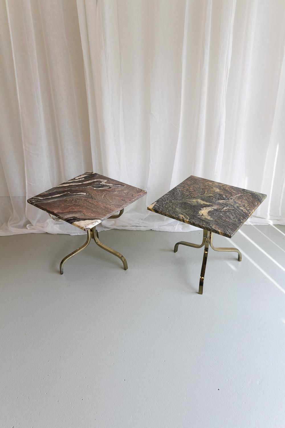 Italian Marble and Gold Side Tables, 1980s. Set of 2.   15