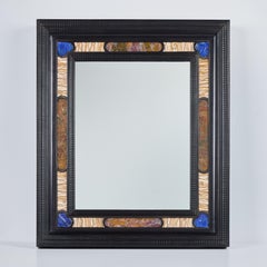 Espejo italiano de mármol y lapislázuli ebonizado Circa 1950's