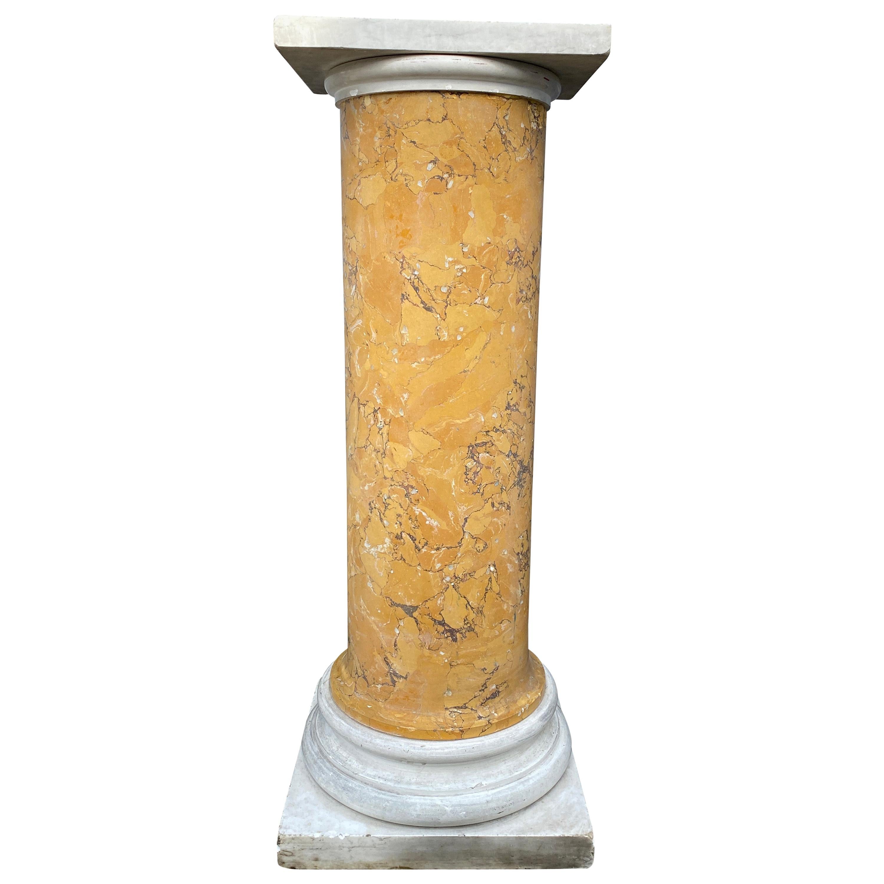 Italian Marble and Siena Scagliola Pedestal