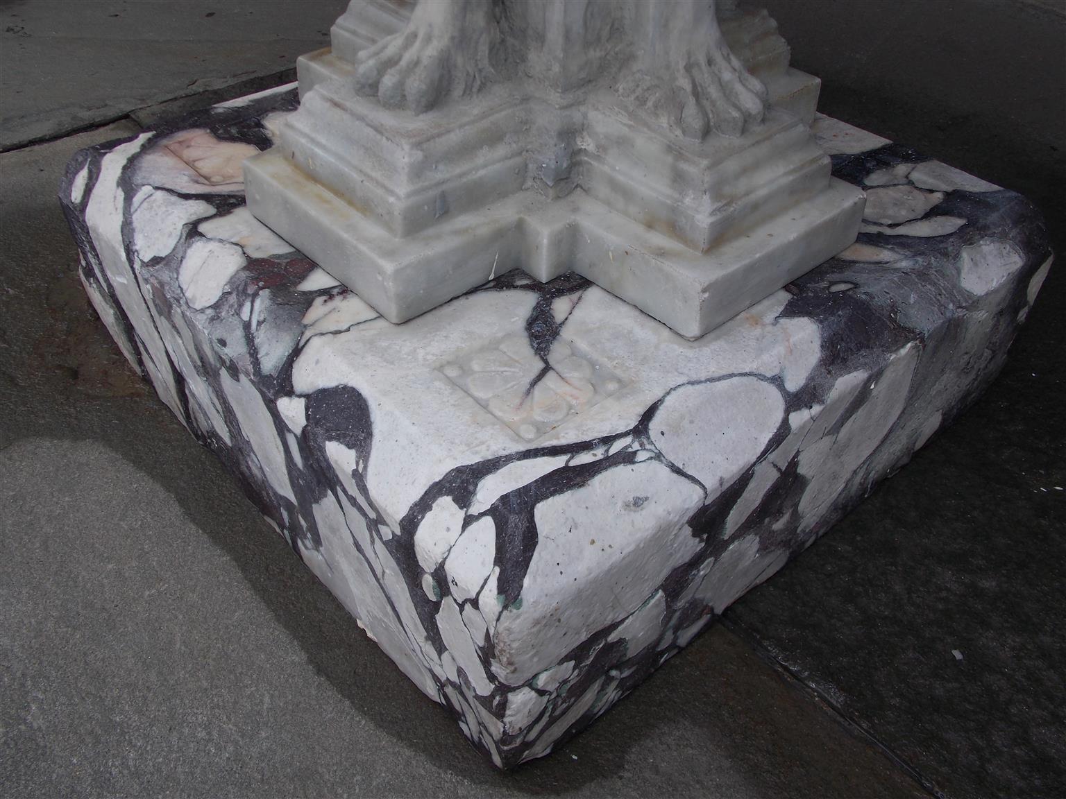 Italian Marble and Slate Top Griffon Floral Medallion Garden Table, Circa 1840 4