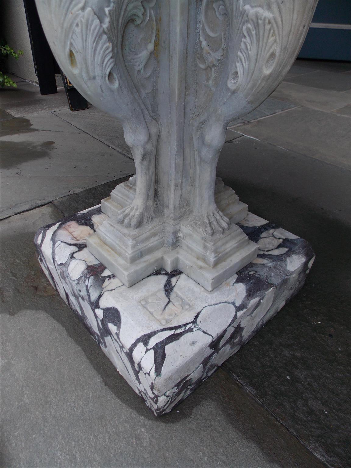 Italian Marble and Slate Top Griffon Floral Medallion Garden Table, Circa 1840 3