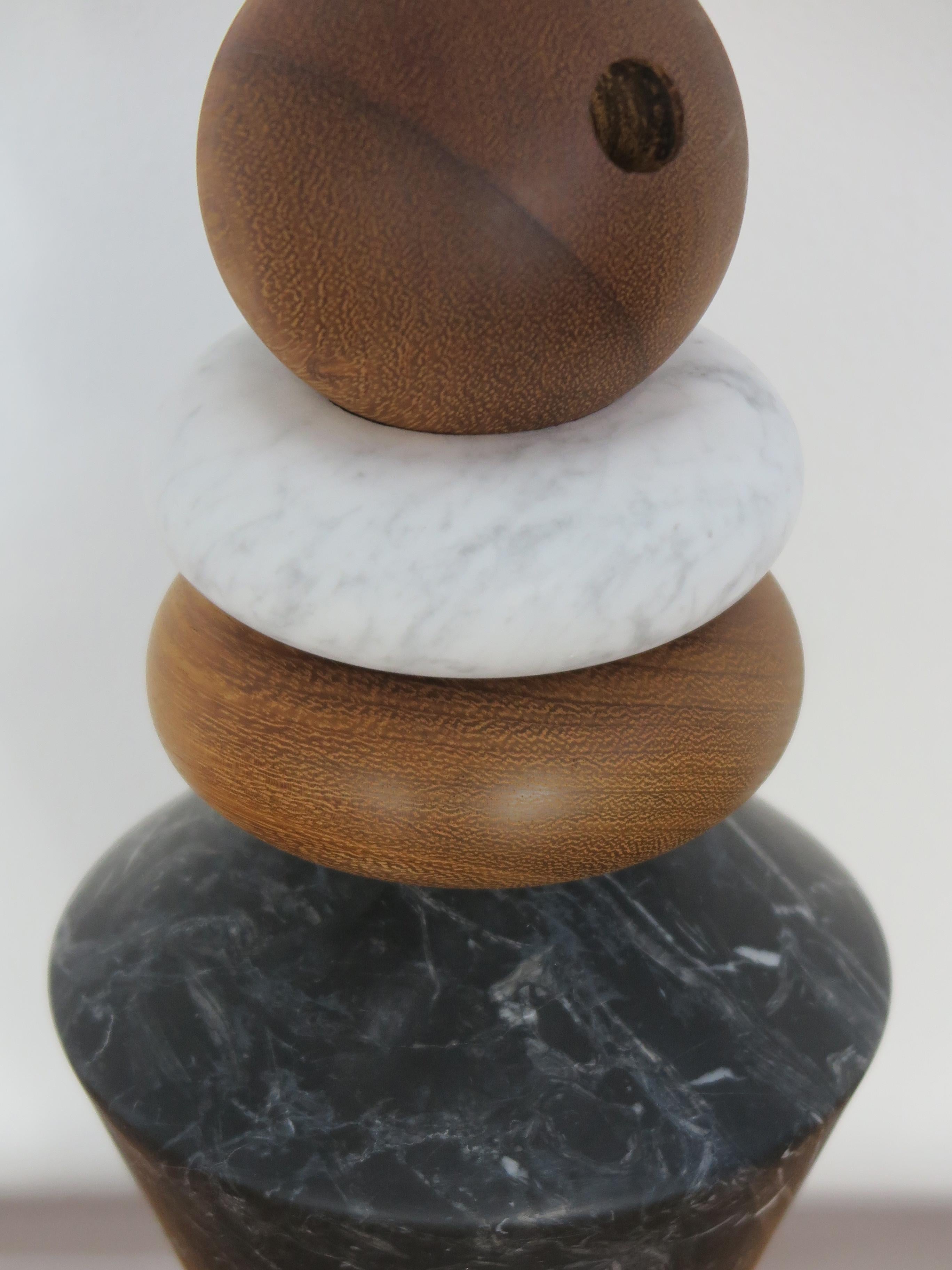 Italian Marble and Wood Contemporary Sculpture, Flower Vase 