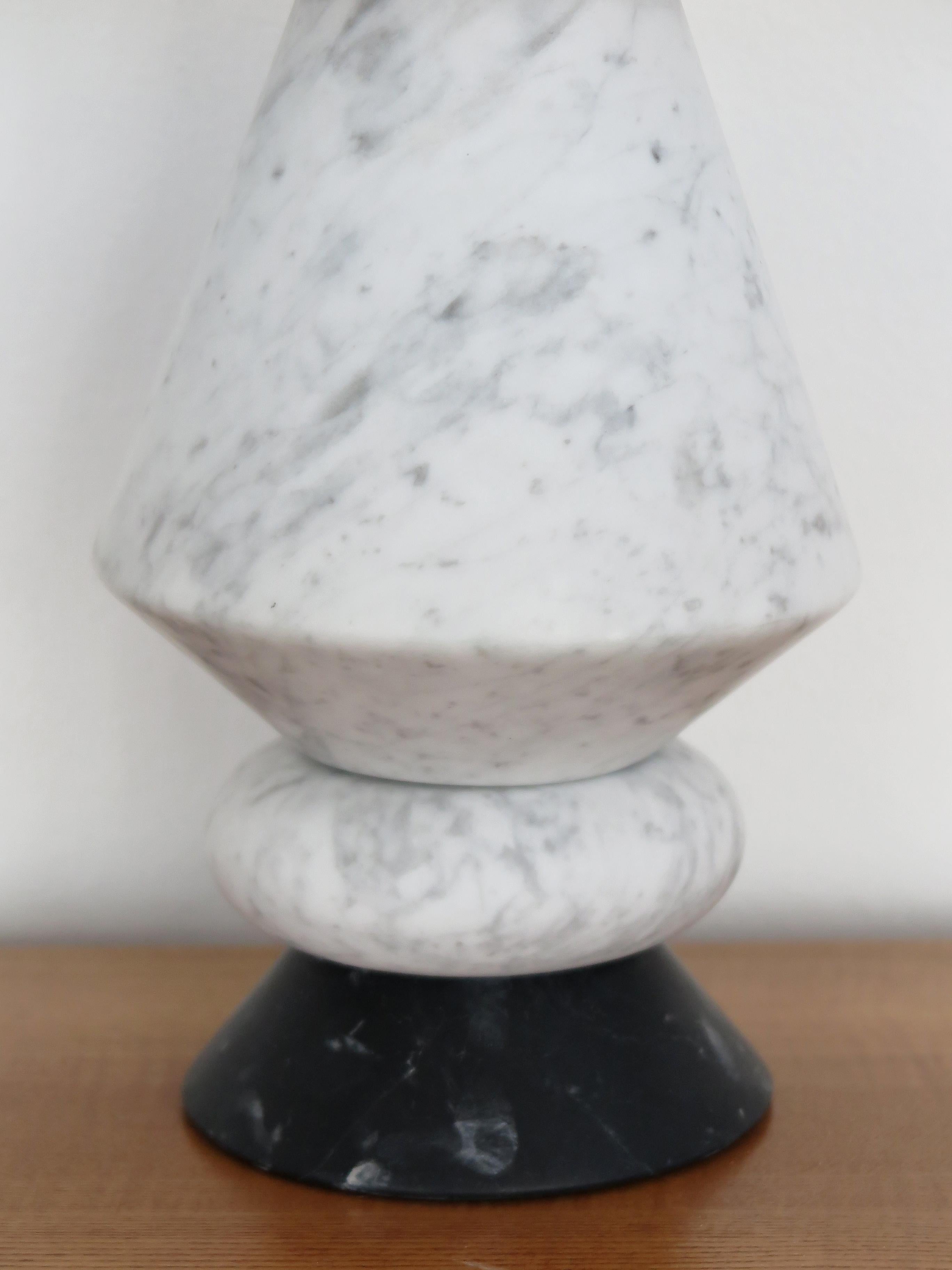 Italian Marble and Wood Contemporary Sculpture, Flower Vase 