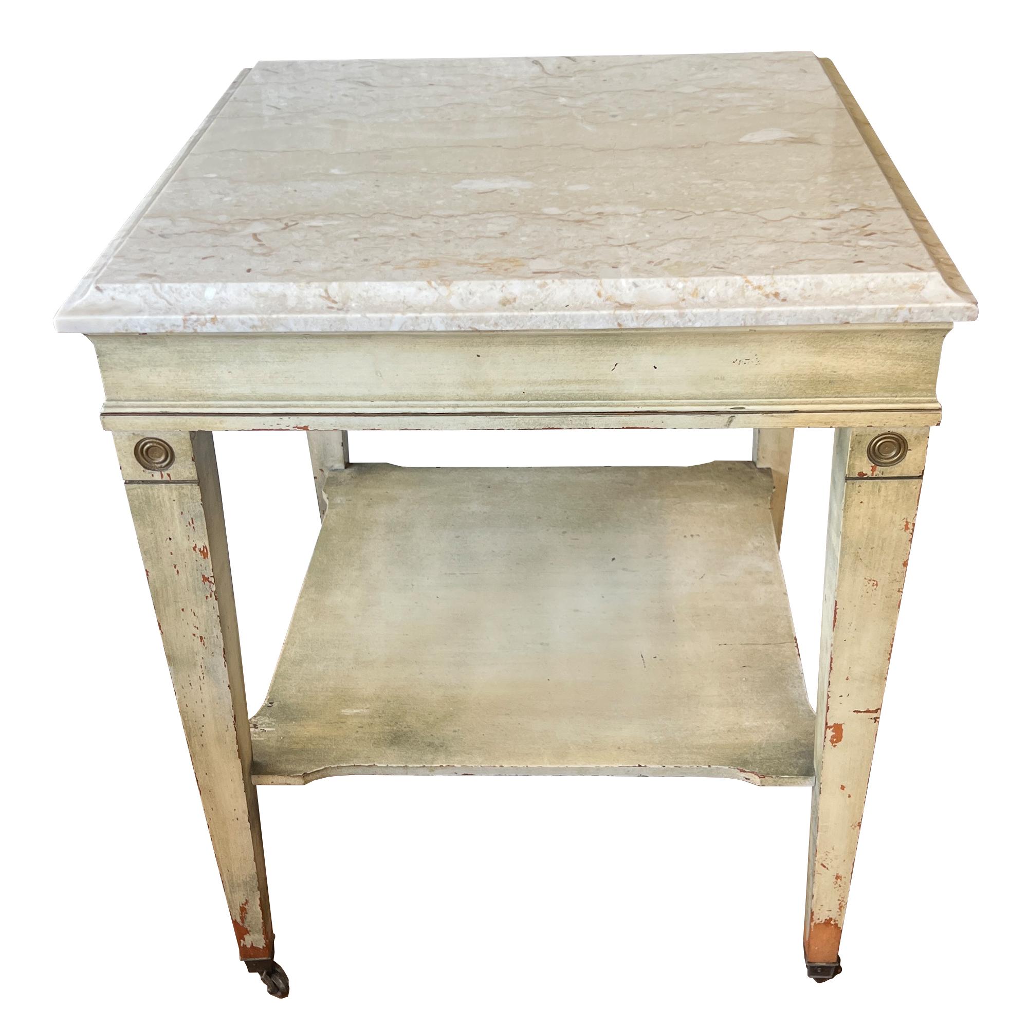 Table d'appoint italienne en marbre et Wood avec détails néoclassiques en vente 4