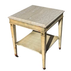 Italian Marble and Wood Side Table with Neoclassical Details
