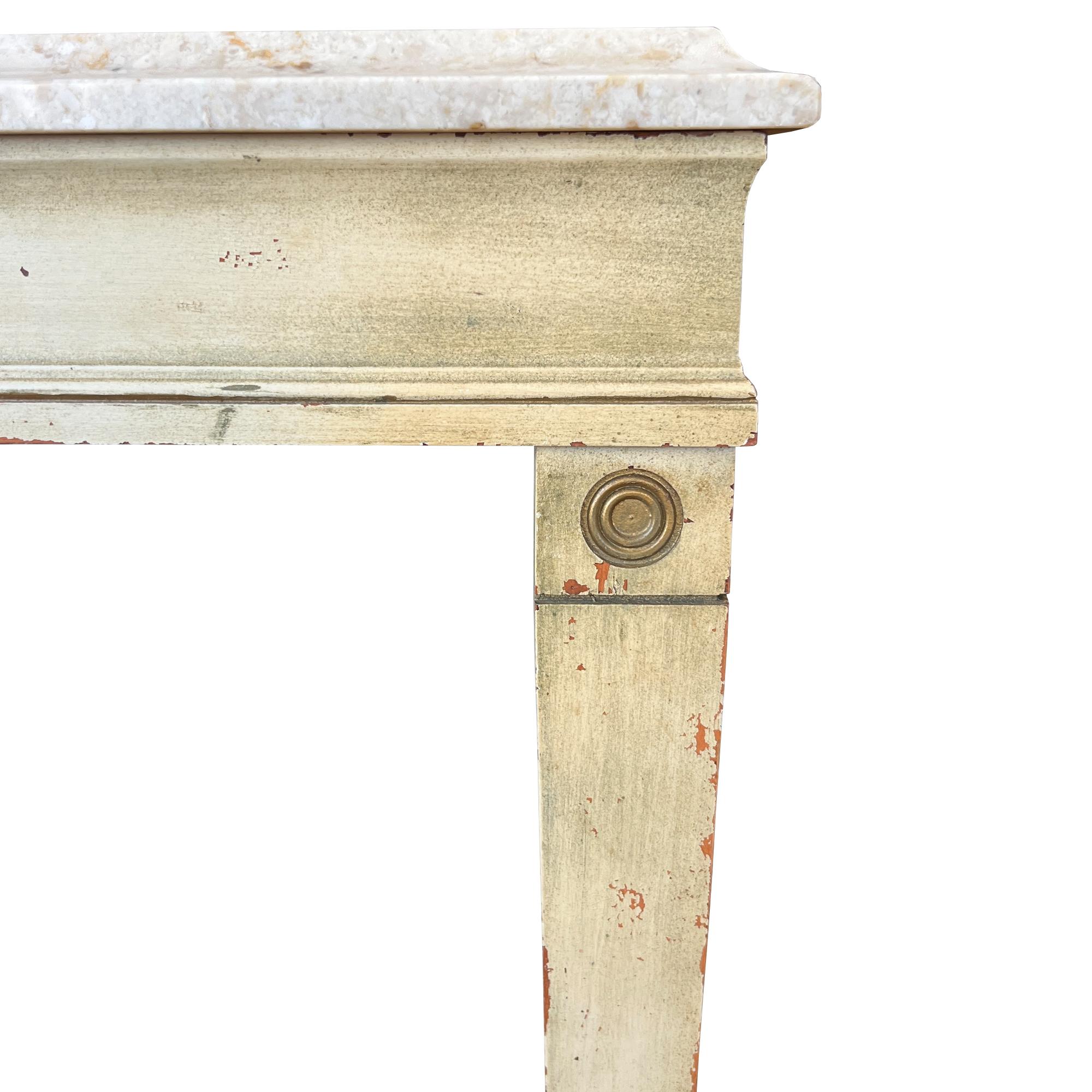 Table d'appoint italienne en marbre et Wood avec détails néoclassiques en vente 1