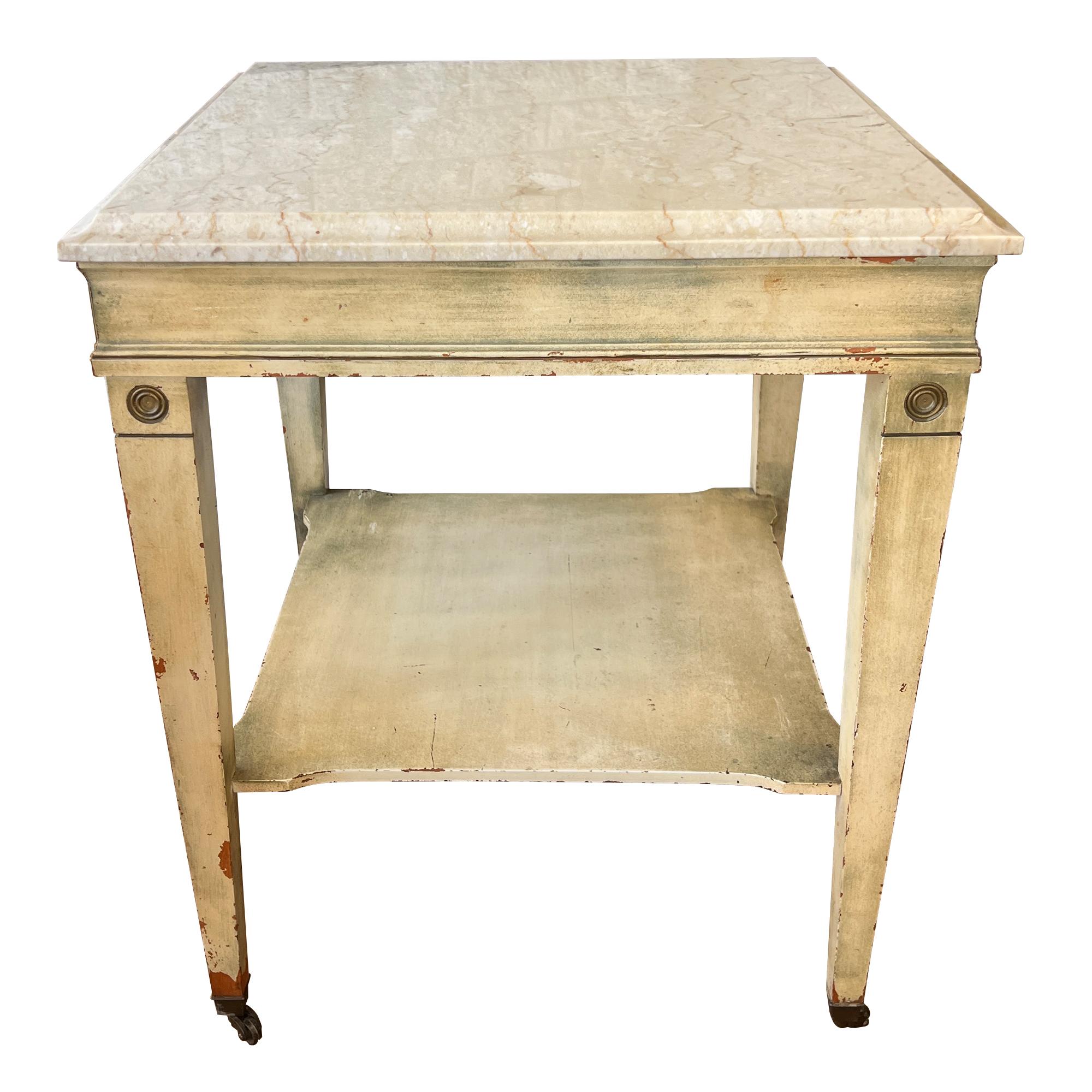 Table d'appoint italienne en marbre et Wood avec détails néoclassiques en vente 2
