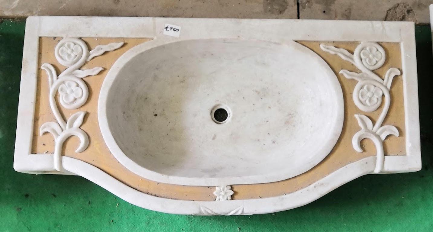 Italian Marble Antique Style Inlaid Sink For Sale 4