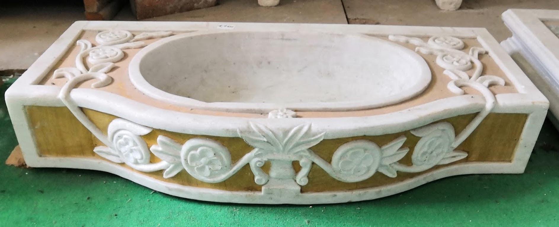 Italian Marble Antique Style Inlaid Sink For Sale 5