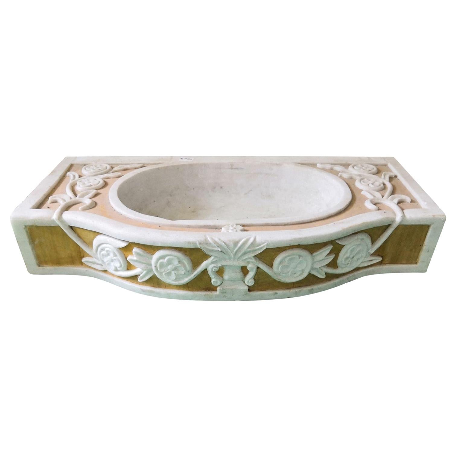 Italian Marble Antique Style Inlaid Sink