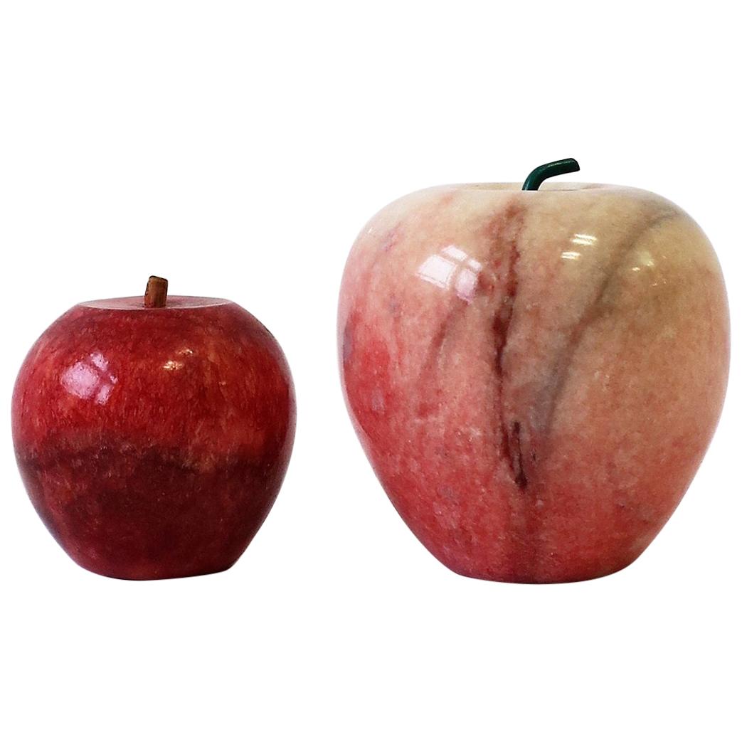 Italian Modern Marble Apple Fruit Sculptures