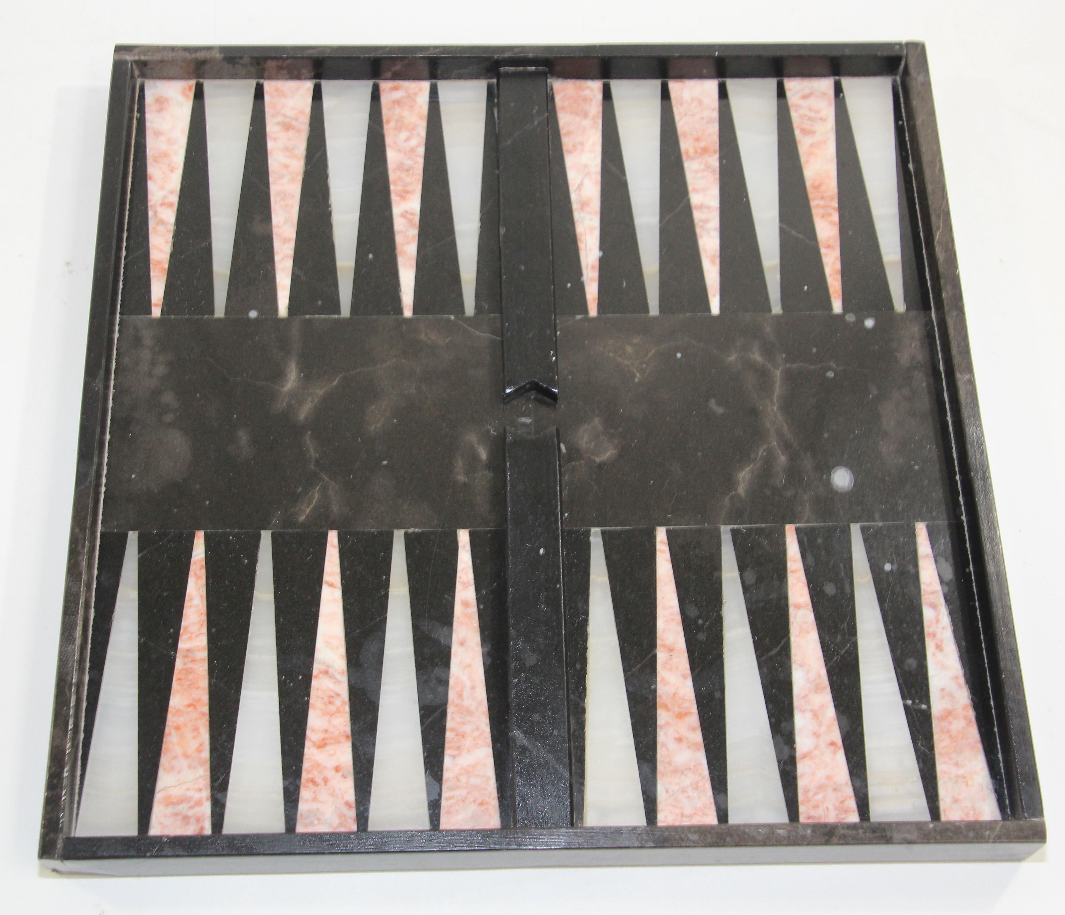 Italian Marble Backgammon and Chess Board Game, 1960s For Sale 3