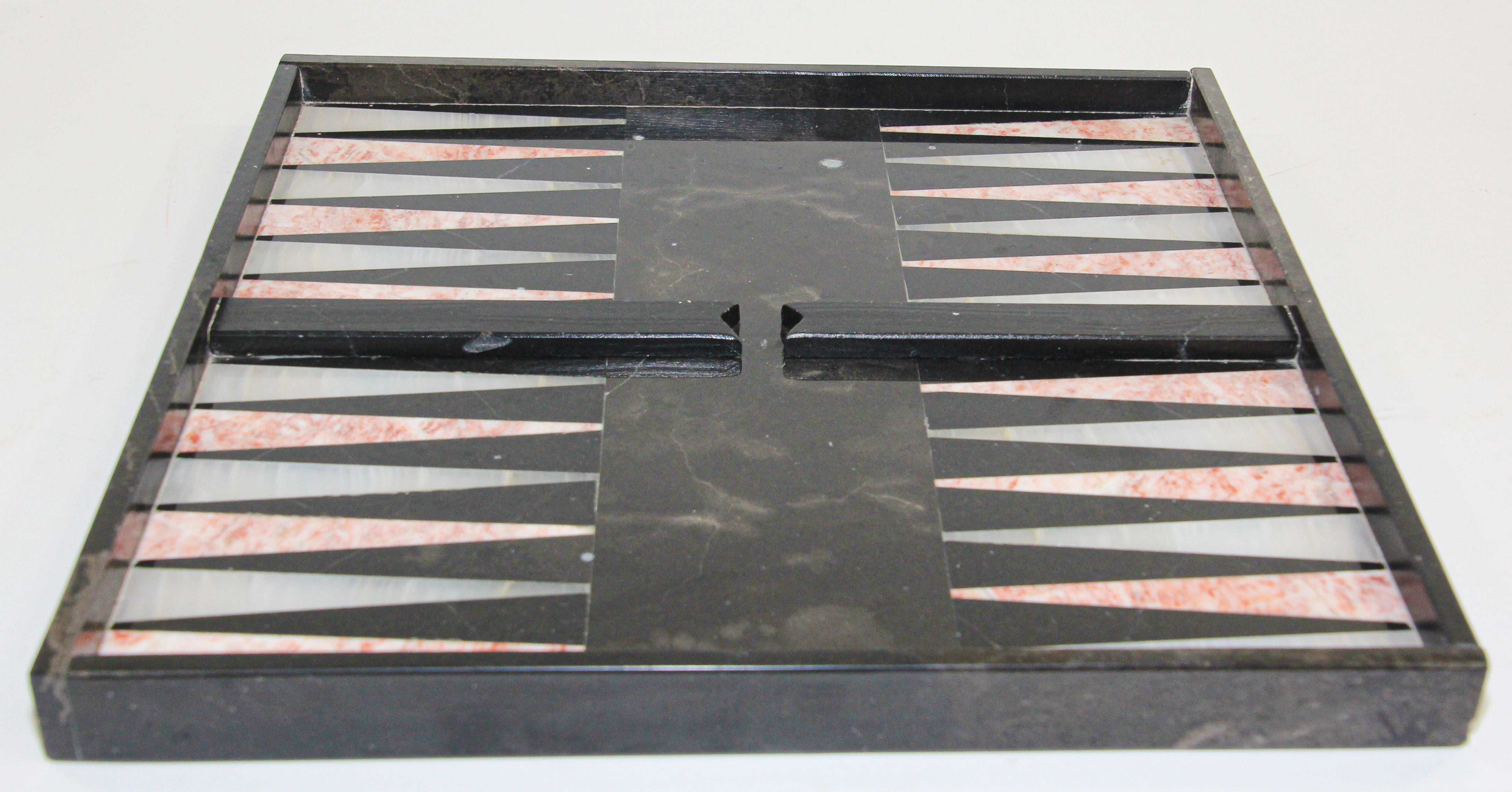 Italian Marble Backgammon and Chess Board Game, 1960s For Sale 4