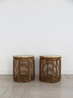 Italian Marble Bamboo Stools, Containers, Coffee Tables, Side Tables 1960s