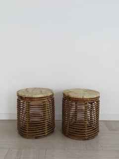 Italian Marble Bamboo Stools, Containers, Coffee Tables, Side Tables 1960s