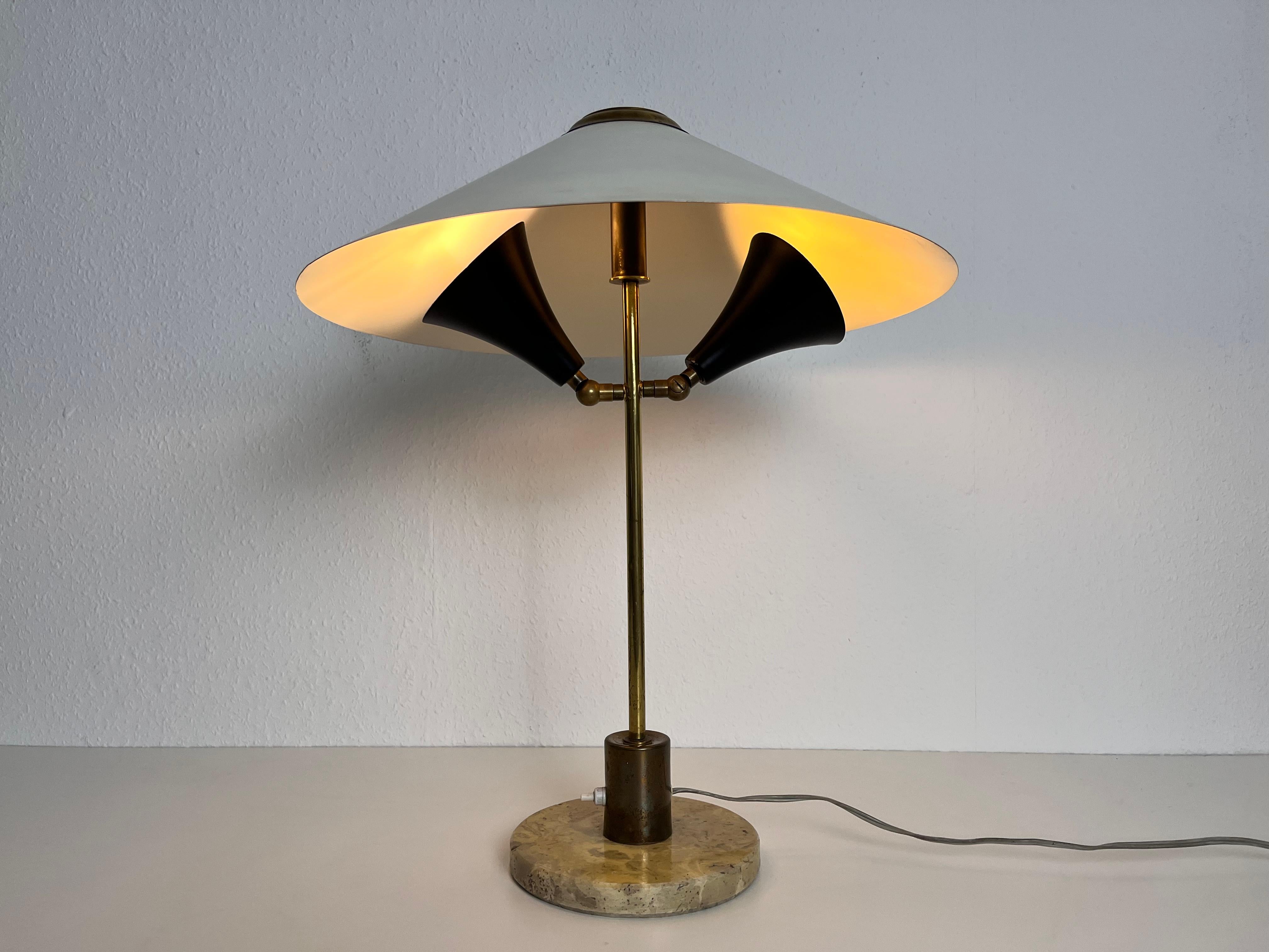 Italian Marble Base and Brass Table Lamp, 1960s, Italy For Sale 5