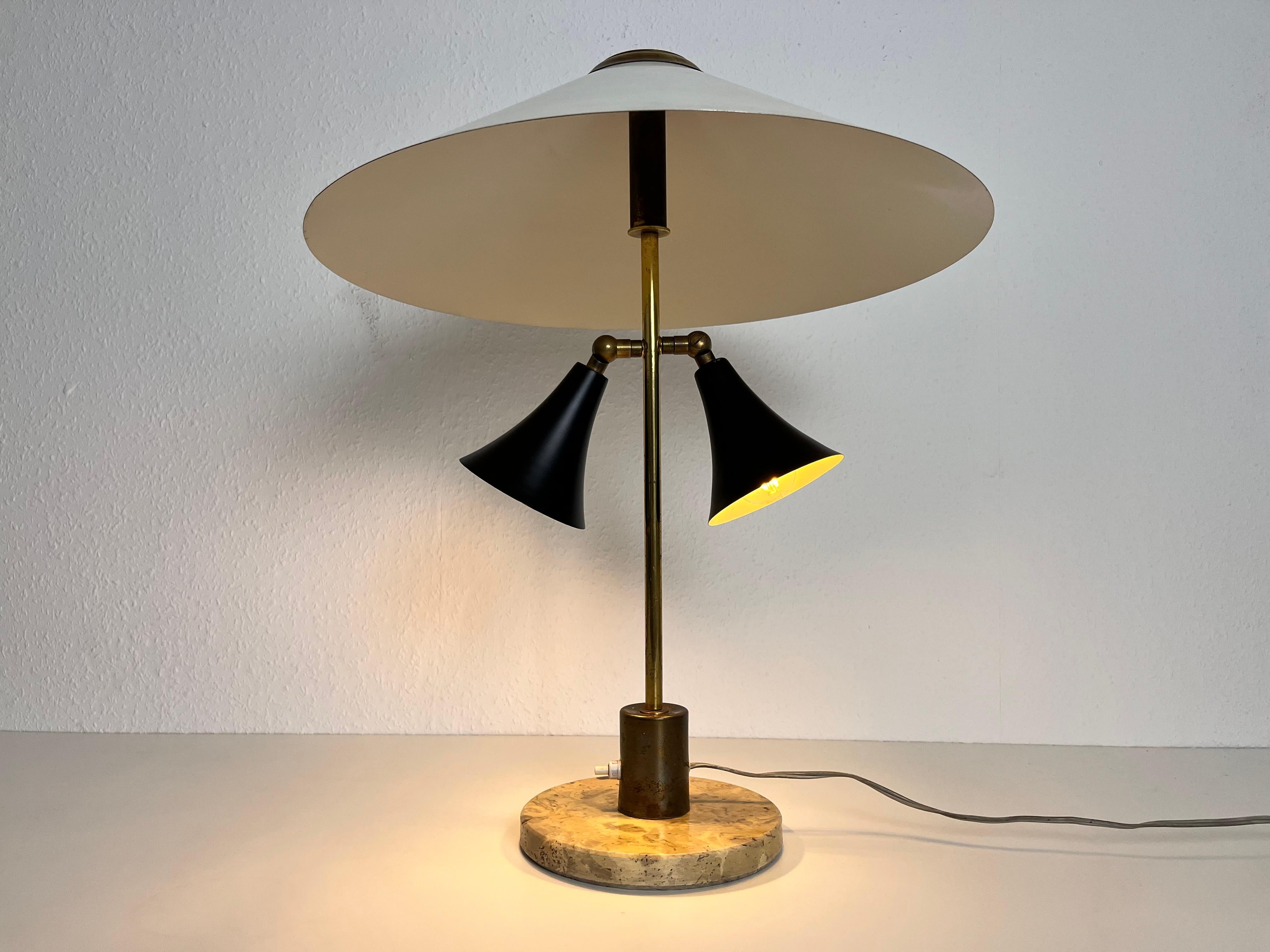 Italian Marble Base and Brass Table Lamp, 1960s, Italy For Sale 7