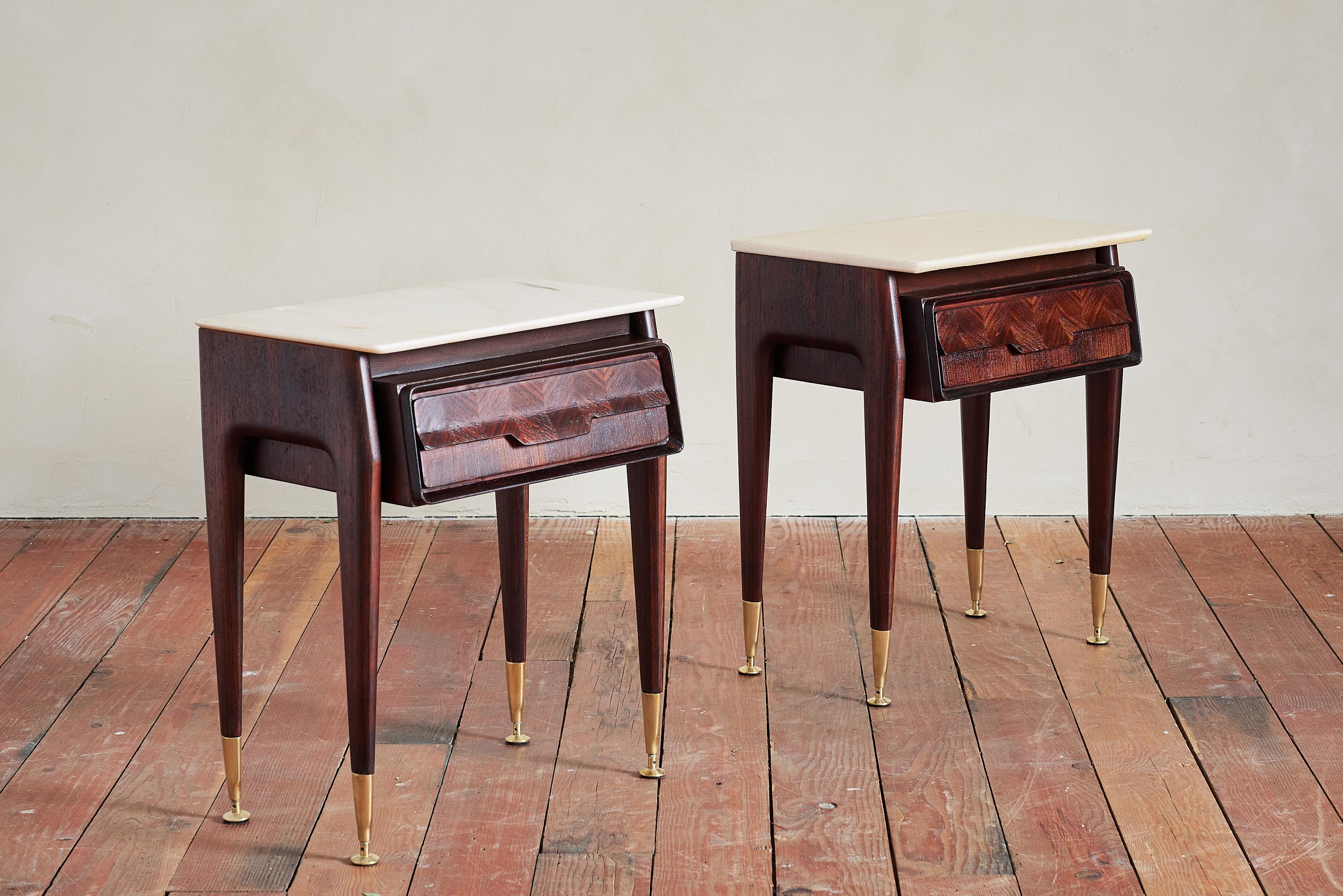 Italian Marble Bedside Tables In Good Condition In Beverly Hills, CA