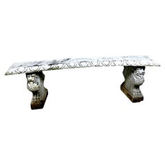 Italian Marble Bench with Lion Supports