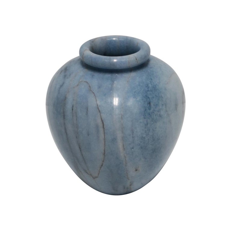 Italian Marble Blue and White Urn Vase at 1stDibs