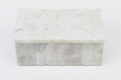 Caja de mármol italiano con vetas blancas y grises, accesorio de escritorio