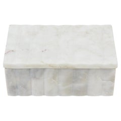 Italian Marble Box White and Gray Veining, Desk Accessory